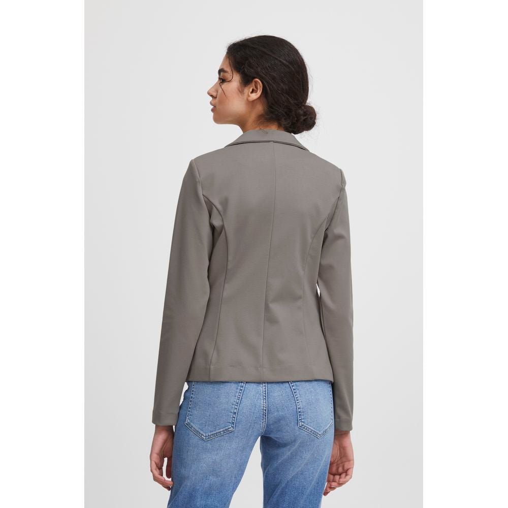 ICHI Gray Polyester Blazer