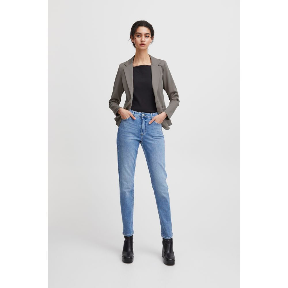 ICHI Gray Polyester Blazer