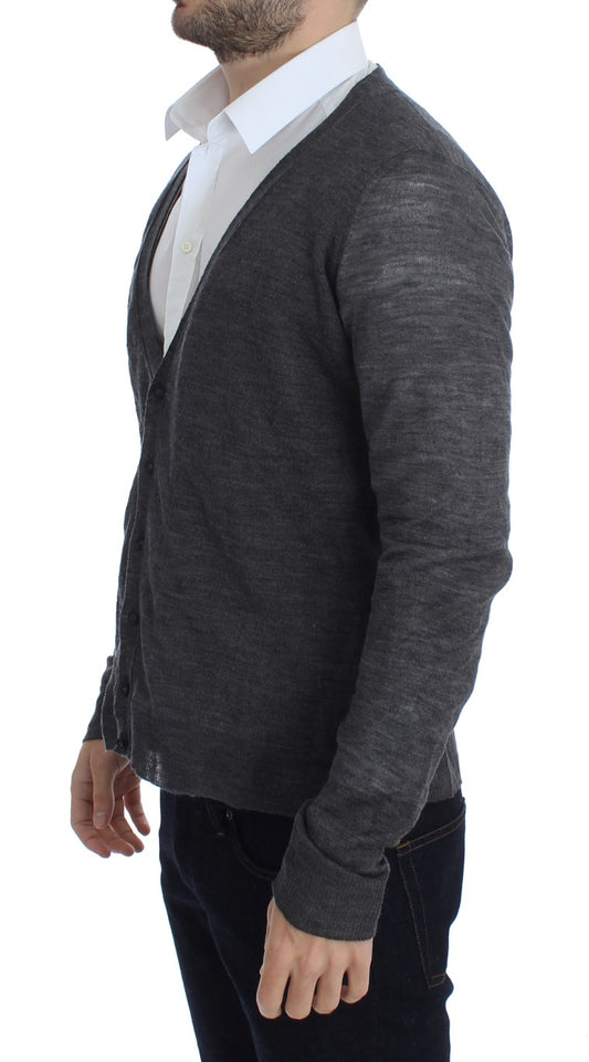 Costume National Gray Wool Button Cardigan Sweater