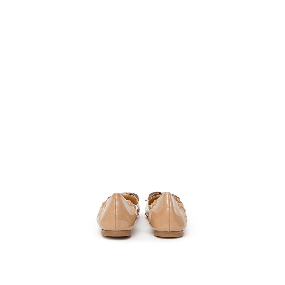 Christian Louboutin Beige Patent Leather Ballet Flat