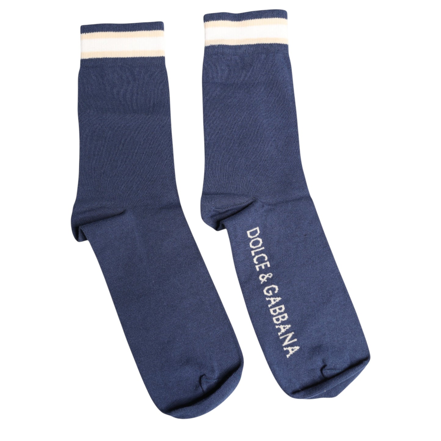 Blue Stretch DG Logo Print Mid Calf Socks