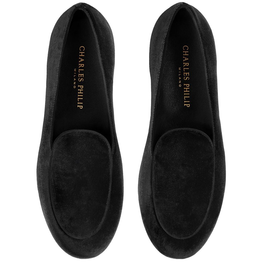 Charles Philip Black Velvet Unisex Loafer