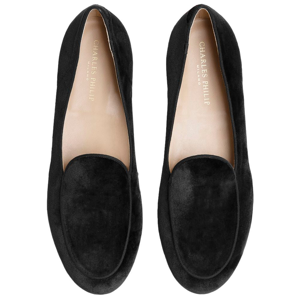 Charles Philip Black Velvet Loafer