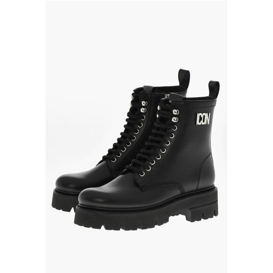 Leather ICON CLUBBING Combat Boots With Side Zip