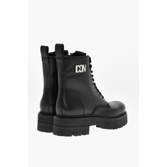 Leather ICON CLUBBING Combat Boots With Side Zip