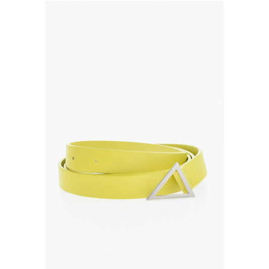 Leather Belt with Silver-Tone Triangle Buckle 20mm