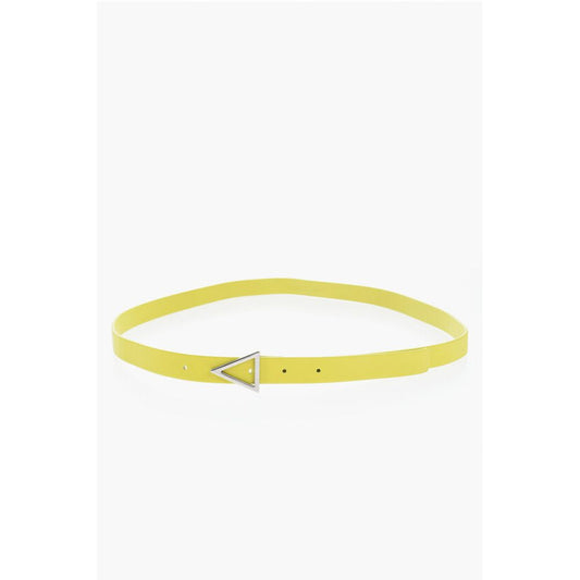 Leather Belt with Silver-Tone Triangle Buckle 20mm