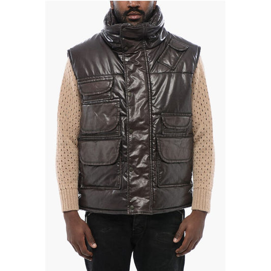 Eco-leather Sleeveless Down Jacket
