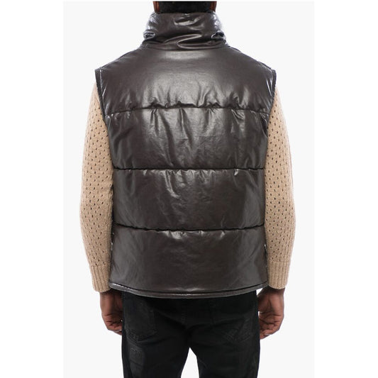 Eco-leather Sleeveless Down Jacket
