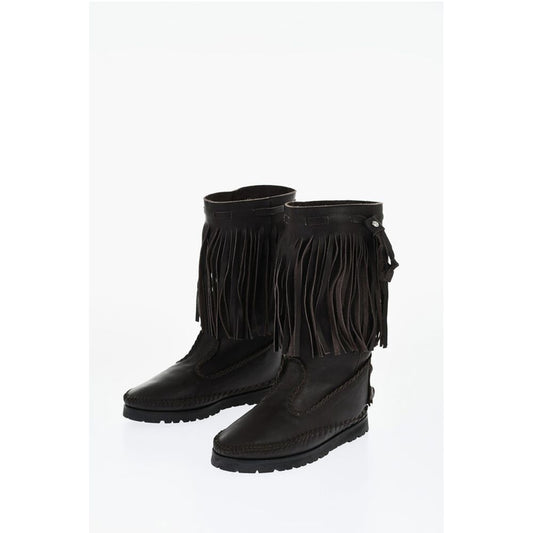 Leather FRINGES Mid Boots