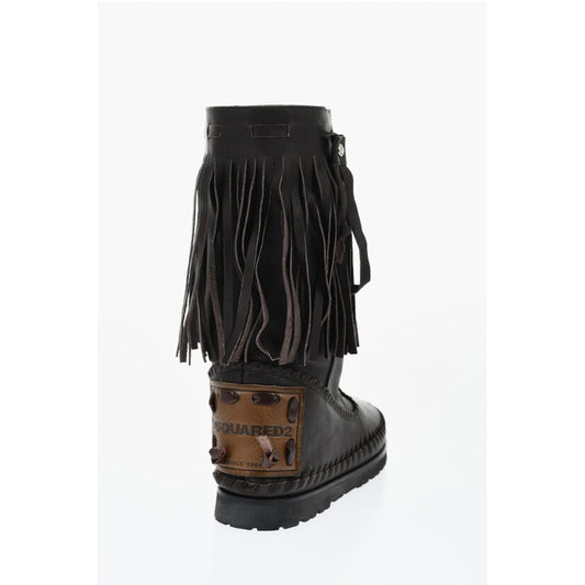 Leather FRINGES Mid Boots