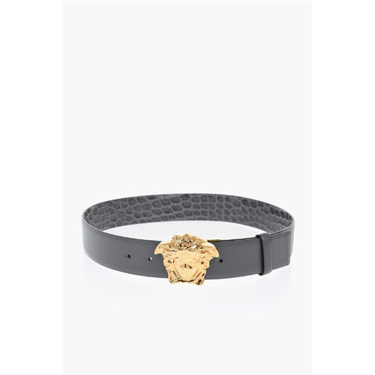 Reversible Leather Belt with Medusa Buckle 40mm