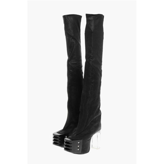 Leather Over the Knee Boots with Platform Sole 12cm