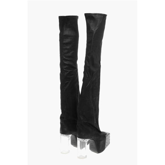 Leather Over the Knee Boots with Platform Sole 12cm
