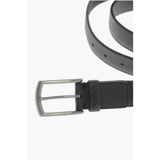 Metal Buckle Textured Leather Belt