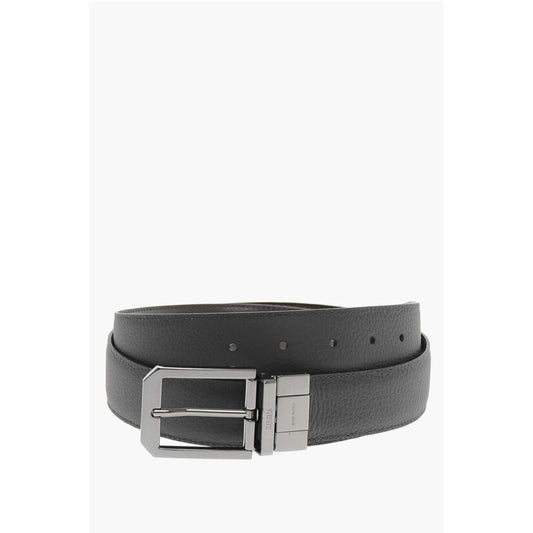 Leather and Textured Leather Reversible Belt