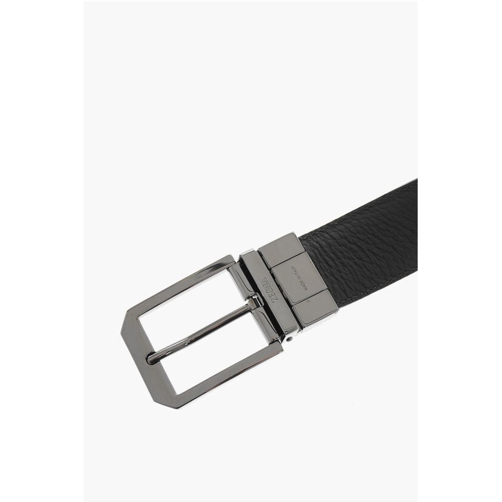 Leather and Textured Leather Reversible Belt