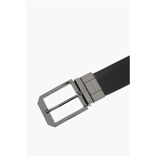 Leather and Textured Leather Reversible Belt