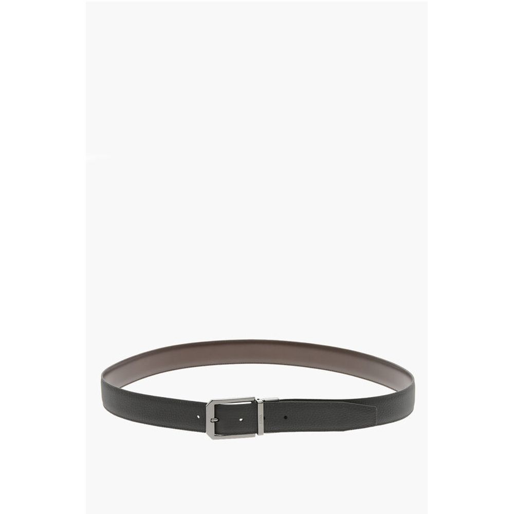 Leather and Textured Leather Reversible Belt