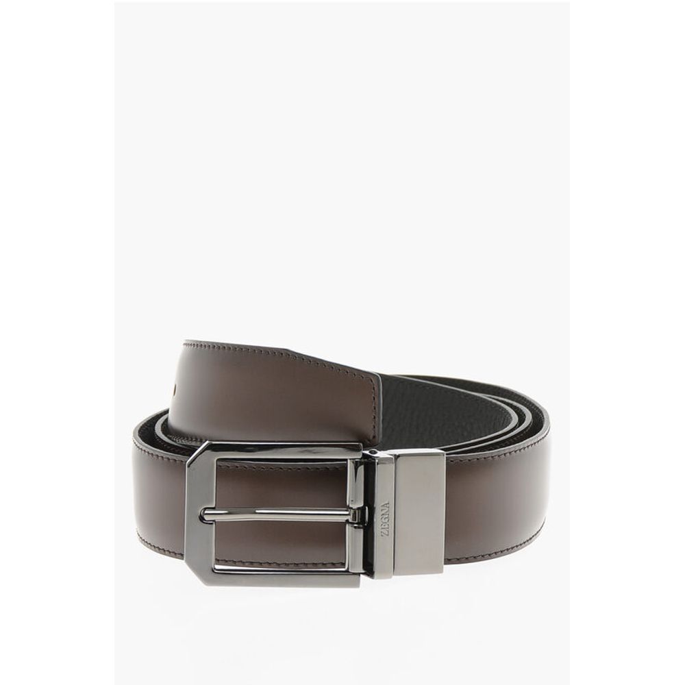 Leather and Textured Leather Reversible Belt