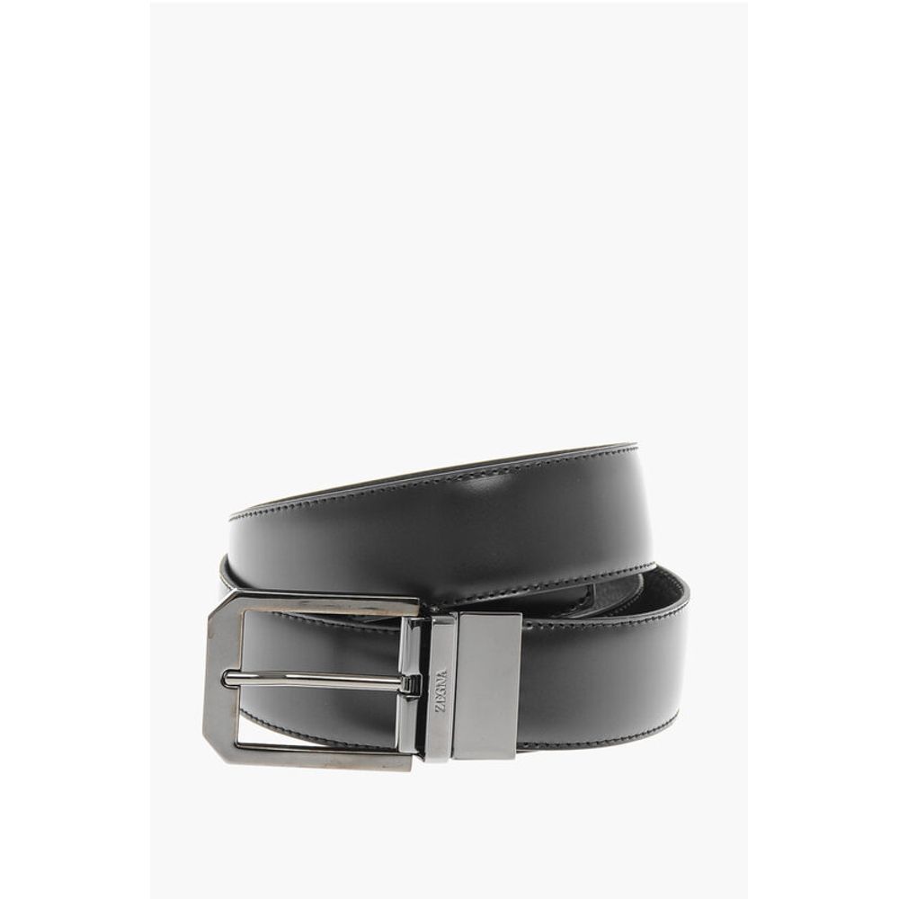 Leather and Textured Leather Reversible Belt