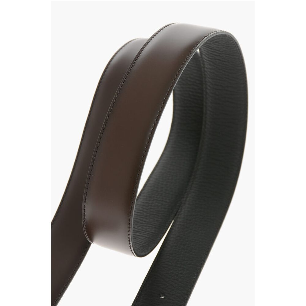 Leather and Textured Leather Reversible Belt