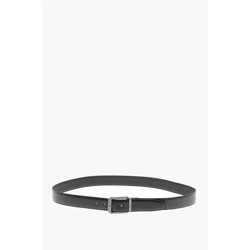 Leather and Textured Leather Reversible Belt