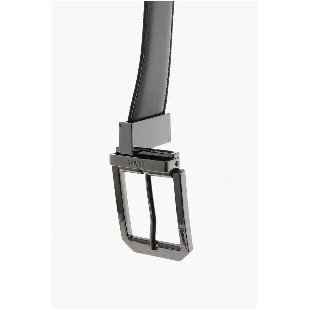Leather and Textured Leather Reversible Belt