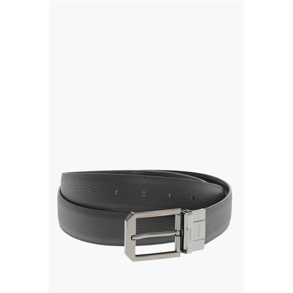Leather and Textured Leather Reversible Belt