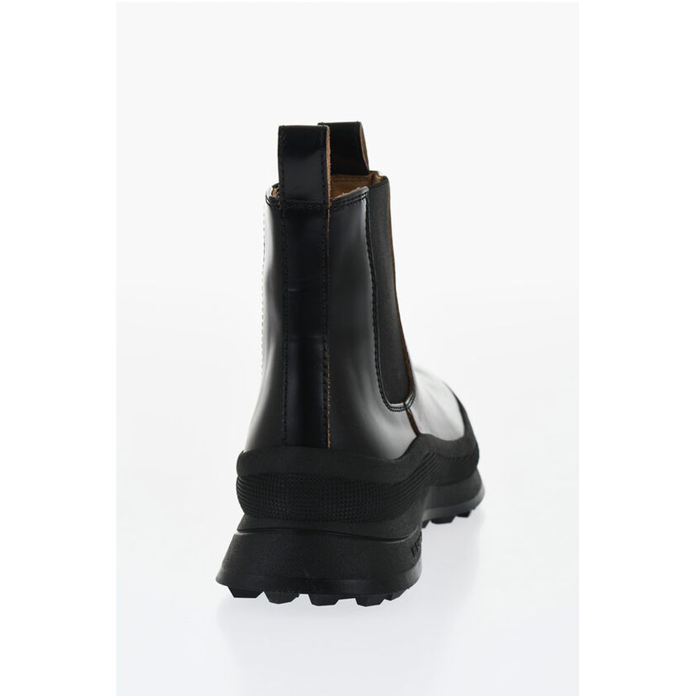 Leather Chelsea Booties With Vibram Sole