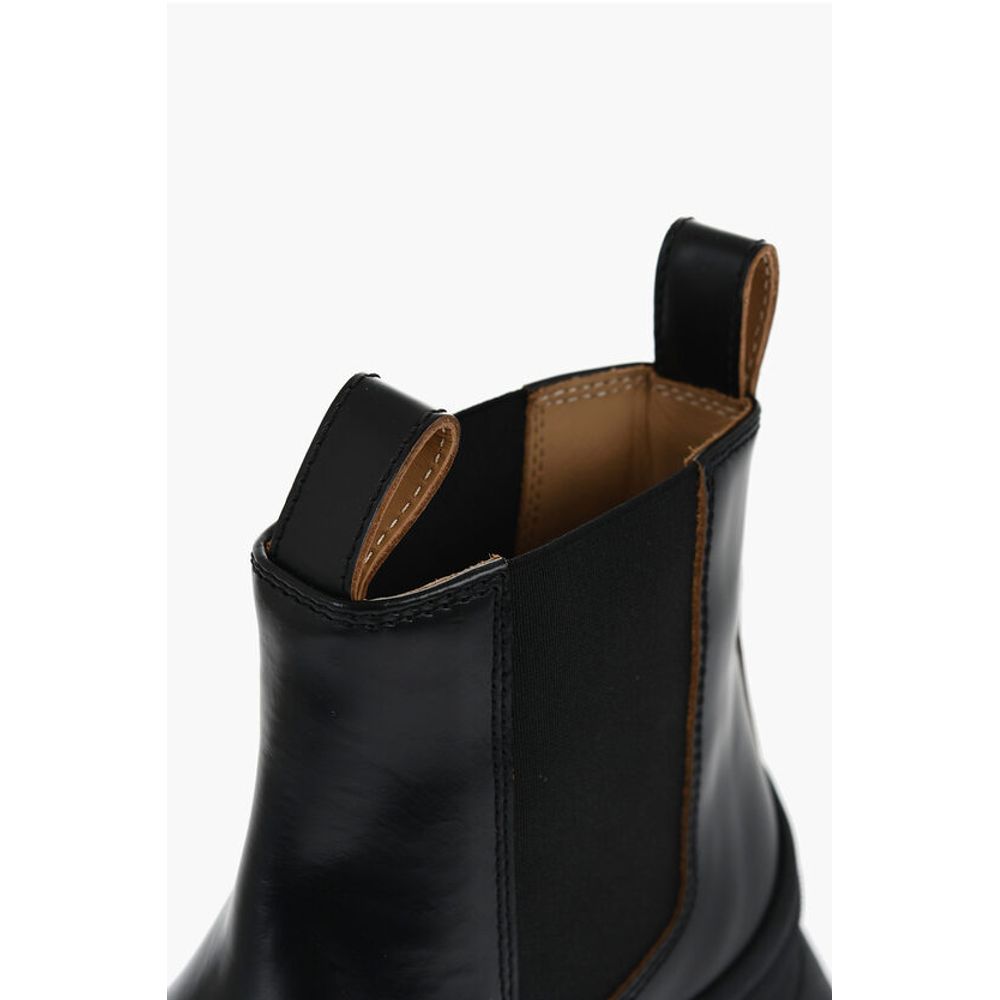 Leather Chelsea Booties With Vibram Sole