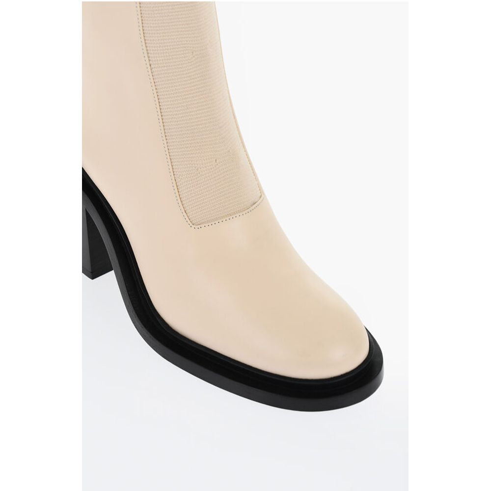 Leather Bootie With Stretchy Insert Heel 8 cm
