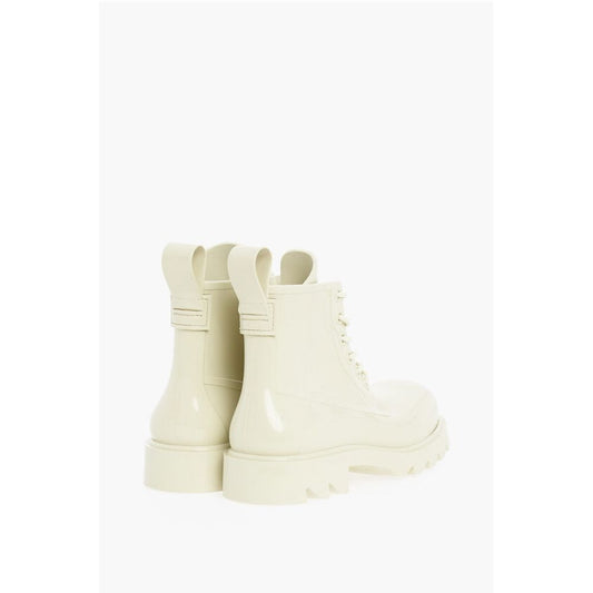 Shiny Rubber Ankle Boots with Round Toe