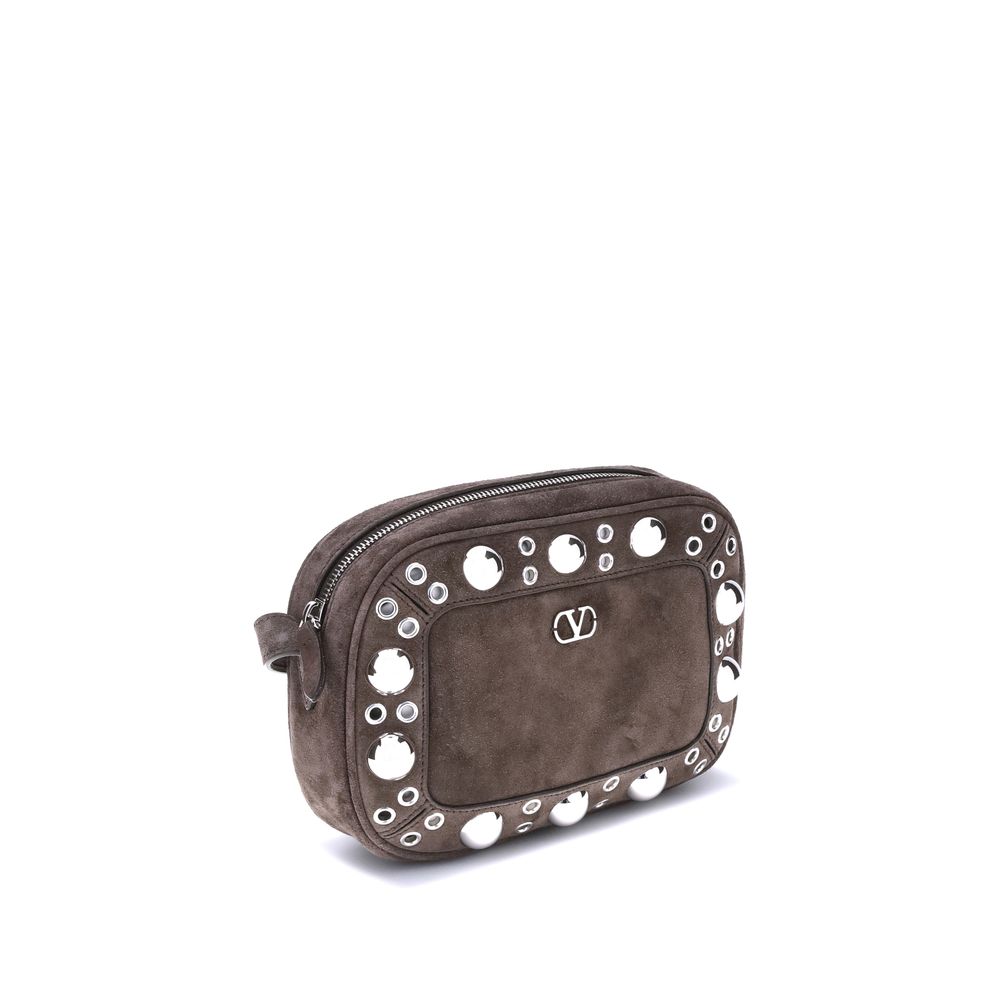 Valentino Garavani Brown Calf Leather Bos Taurus Shoulder Bag