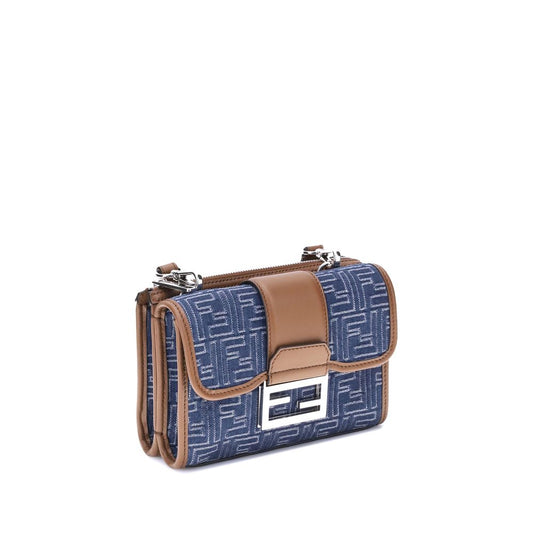 Fendi Blue Cotton Shoulder Bag