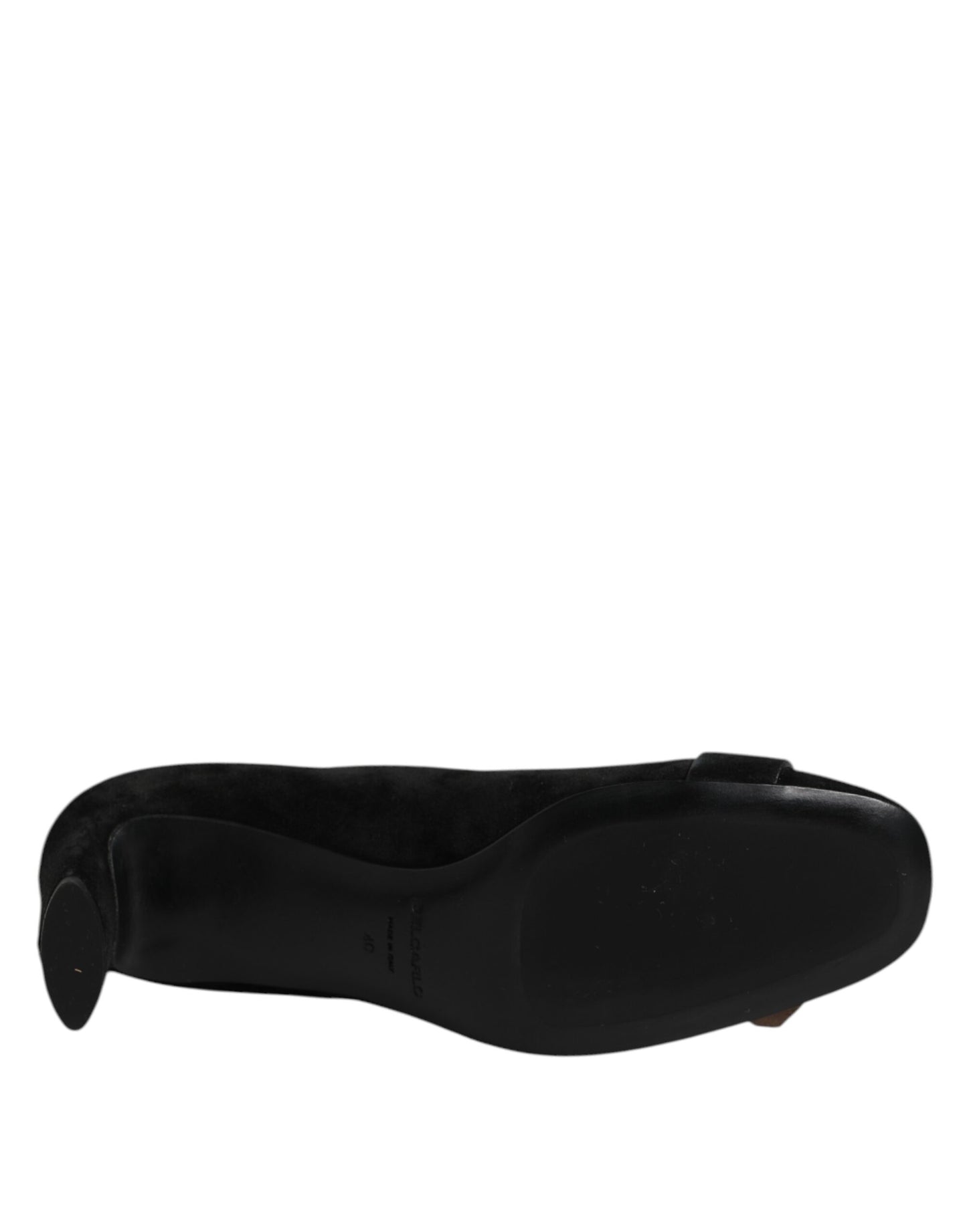 DEL CARLO Black Suede Leather Slip On High Heels Pump Shoes