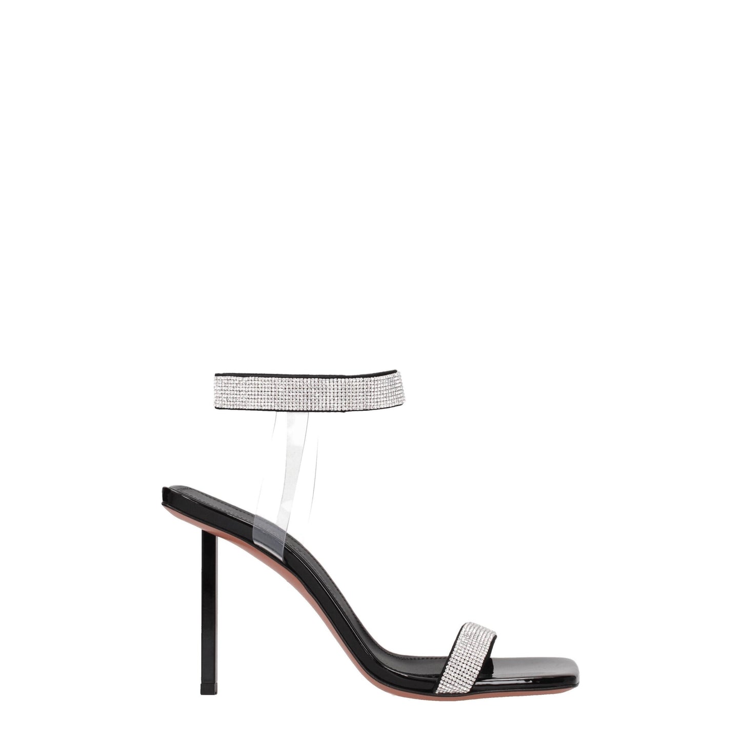 Amina Muaddi Black Crystals Stiletto Heels Sandals