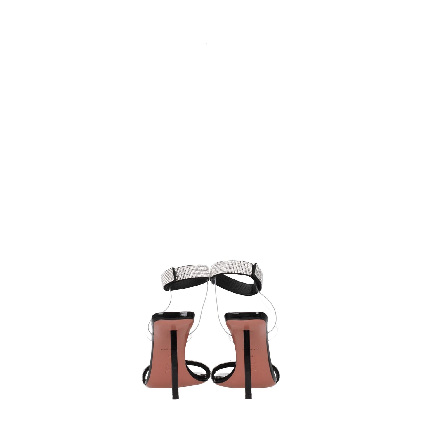 Amina Muaddi Black Crystals Stiletto Heels Sandals