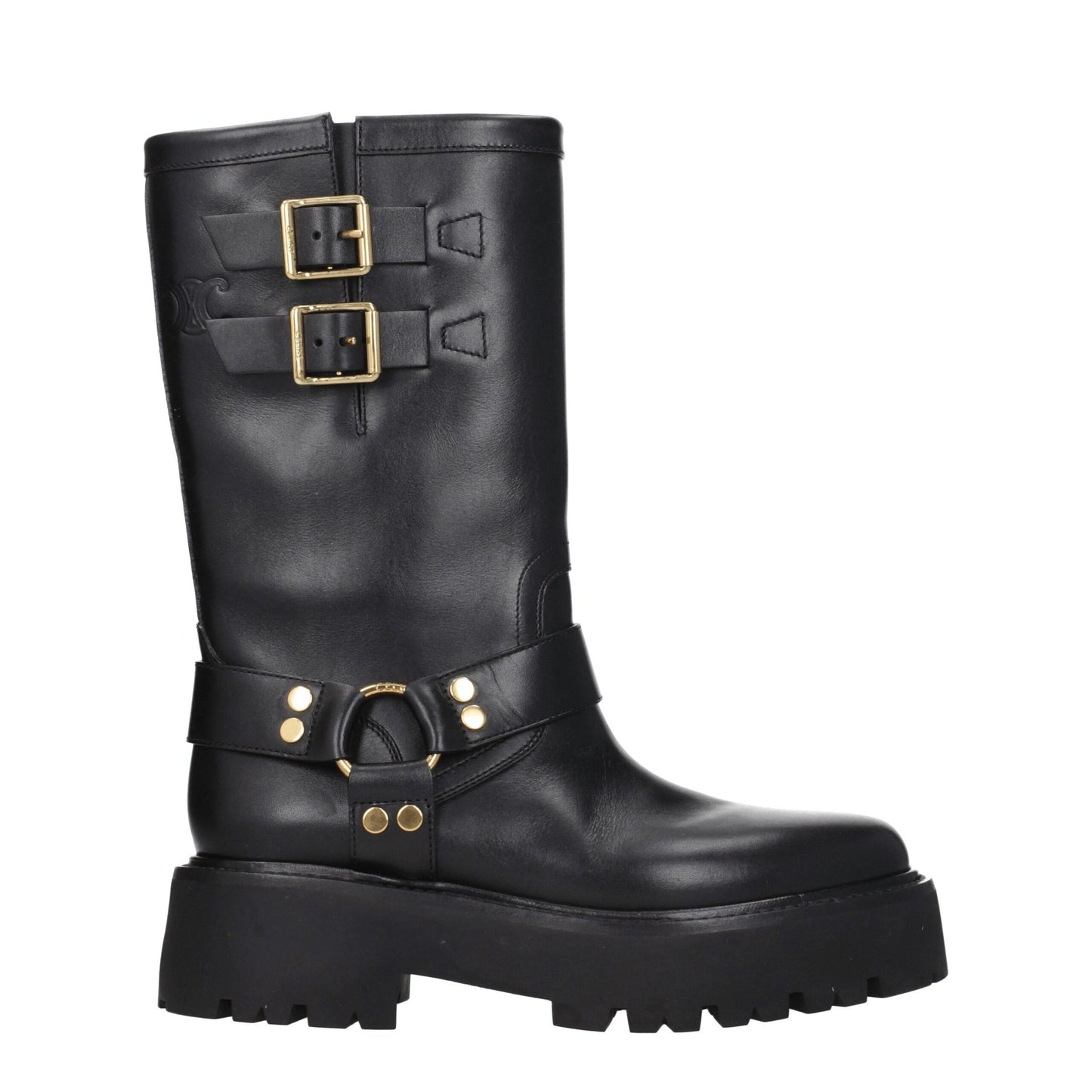 Celine Gold Leather Ankle Boots