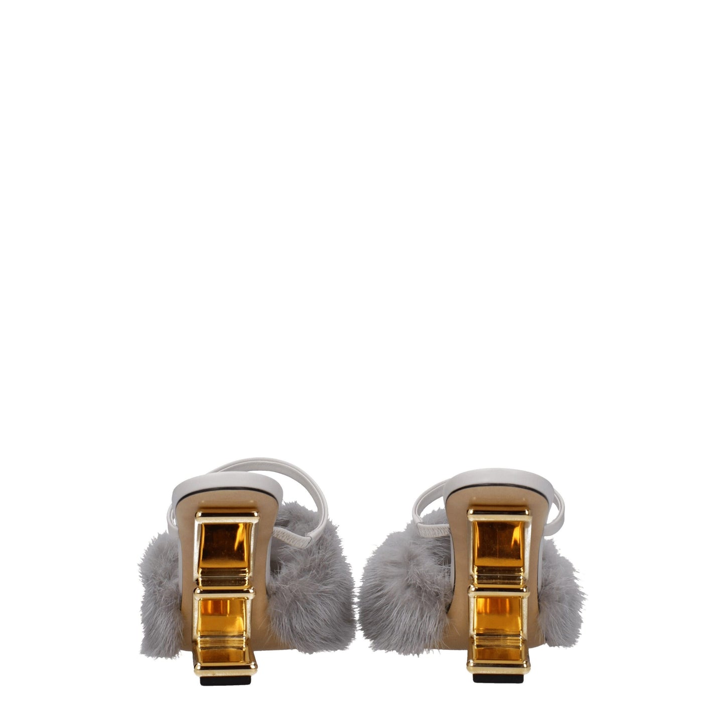 Fendi Gray Mink Slippers