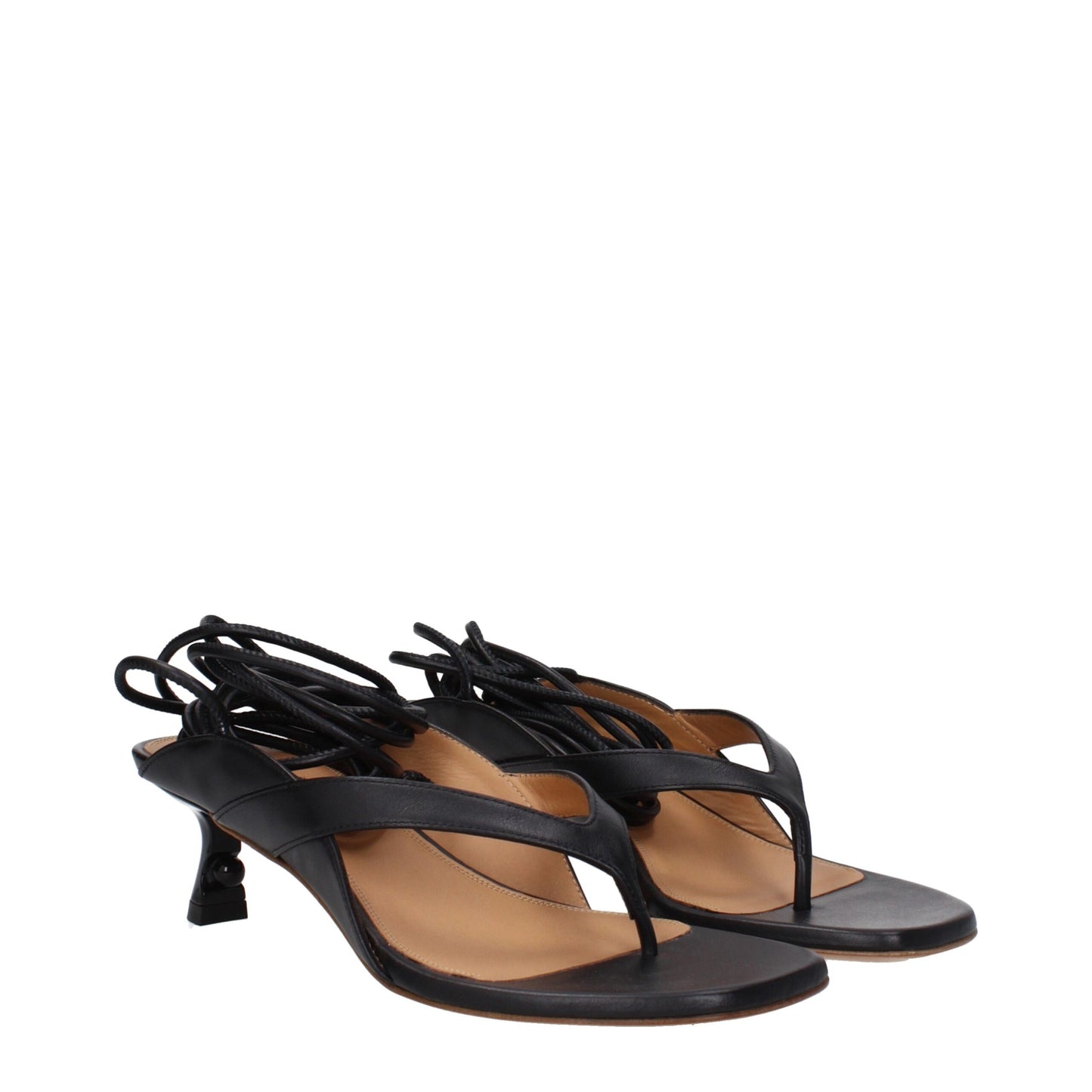 Off-White Black Leather Flip-Flop Sandals