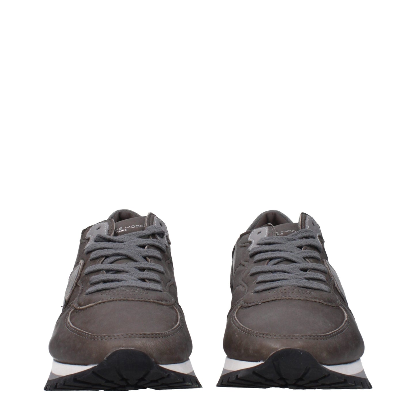Philippe Model Gray Leather Low Top Sneakers