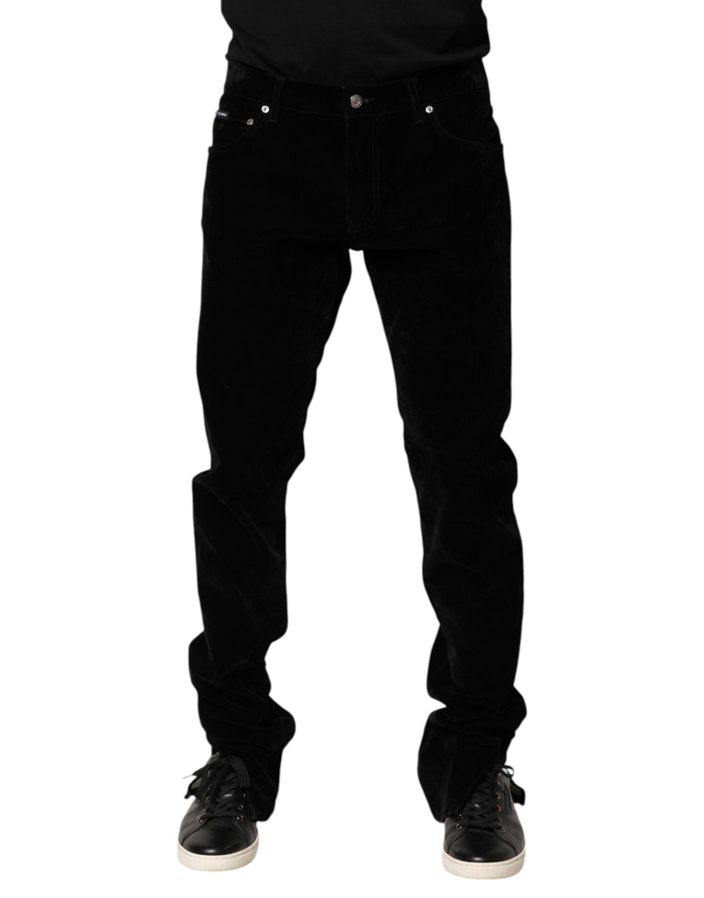 Dolce & Gabbana Black Cotton Men Dress Formal Trouser Pants