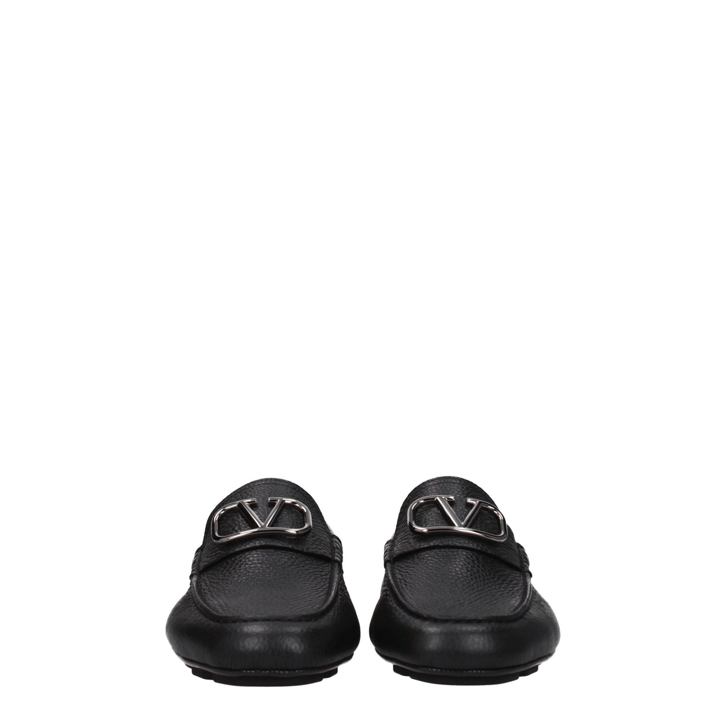 Valentino Garavani Black Leather Slip-On Loafers