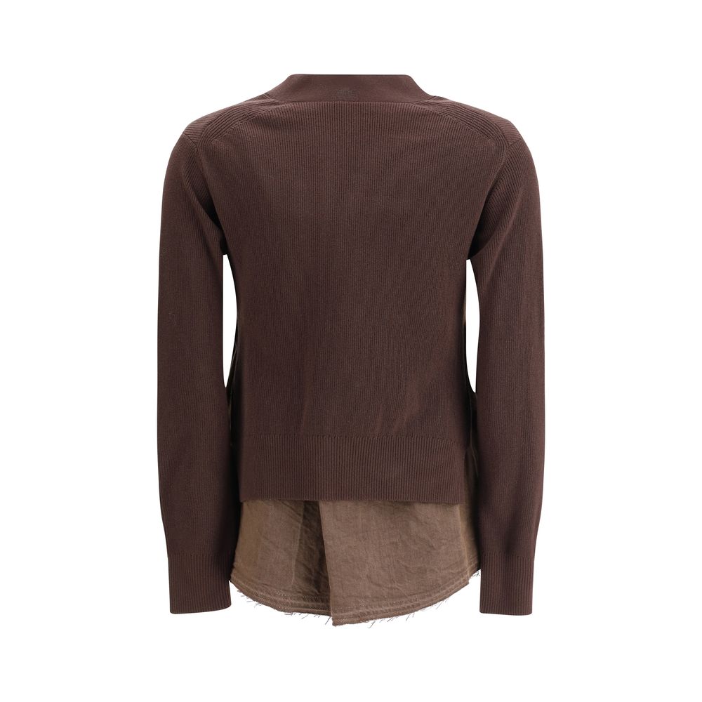 Sacai Cardigan with denim panel