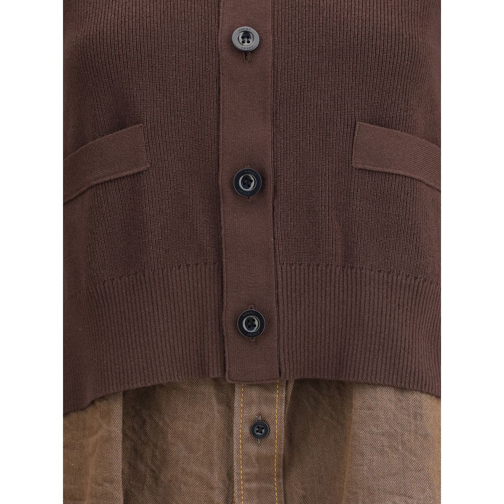 Sacai Cardigan with denim panel