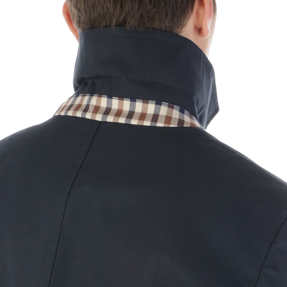 Aquascutum Blue Cotton Men's Trench Coat