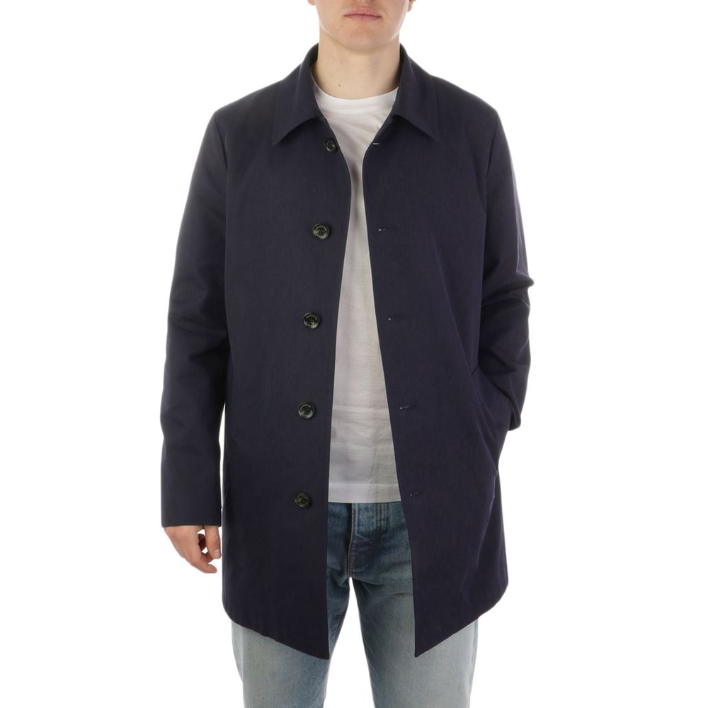 Aquascutum Blue Cotton Men Trench Coat