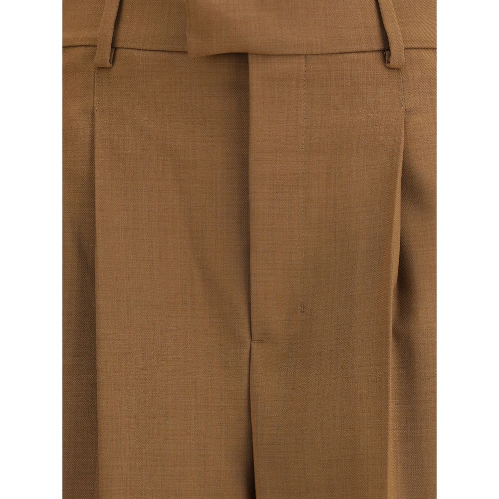 Ami Paris Brown Wool Casual Pants