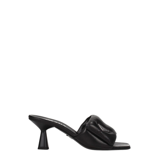 Prada Black Leather Platform Sandals